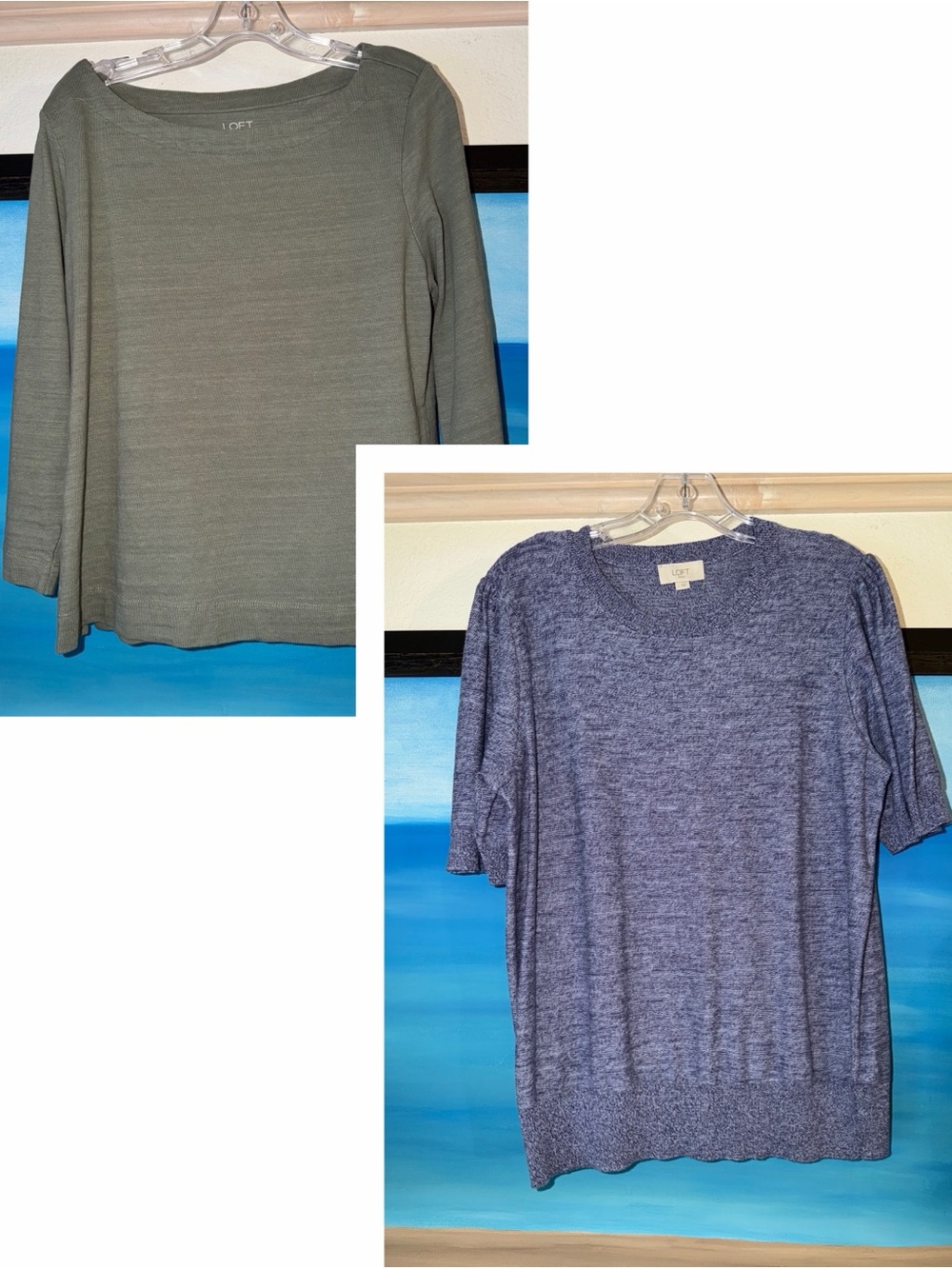 Pack of 2 LOFT Tops: long sleeve in Olive & short sleeve in plum